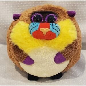 2013 TY Round Plush 4" Monkey Baboon Charlie Purple Glittery Eyes